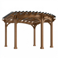Pergola ogrodowa 300 x 300 x 240 cm drewniana brązowa z listwowym dachem