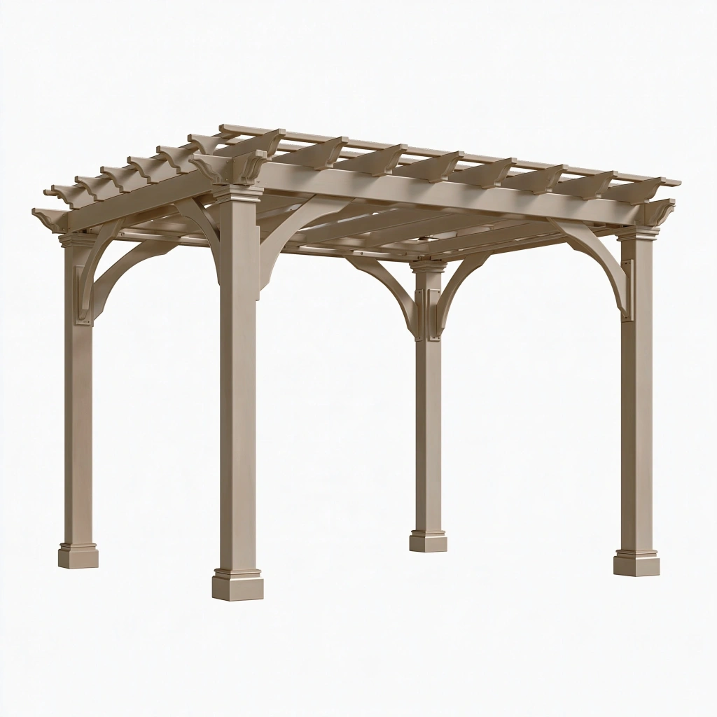 Pergola ogrodowa 300 x 300 x 240 cm aluminiowa taupe klasyczna z ażurowym dachem