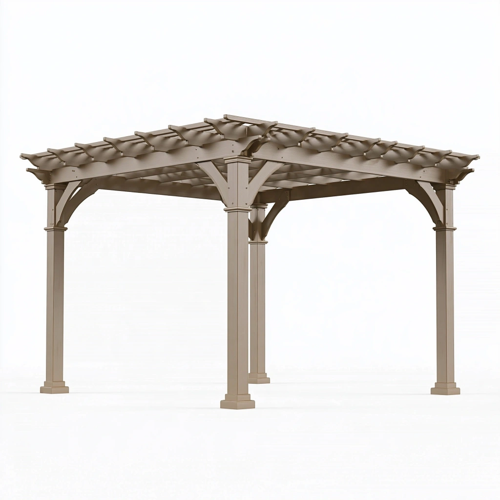 Pergola ogrodowa 300 x 300 x 240 cm drewniana beżowa klasyczna