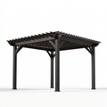 Pergola ogrodowa 300 x 300 x 240 cm z drewna czarna - zadaszenie listwowe
