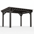 Pergola ogrodowa 300 x 300 x 240 cm z drewna ciemnobrązowa - ażurowe zadaszenie