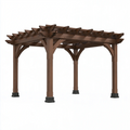 Pergola ogrodowa 400 x 300 x 250 cm z drewna brązowa - konstrukcja z listwowym dachem