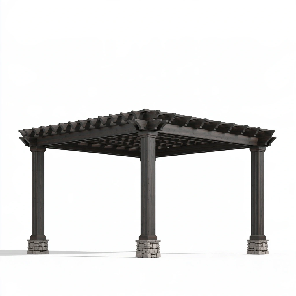 Pergola ogrodowa 400 x 300 x 250 cm z drewna ciemnoszara - zadaszenie listwowe