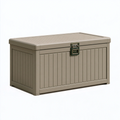 Skrzynia ogrodowa 120 x 55 x 60 cm z tworzywa taupe - pojemnik do przechowywania z pokrywą